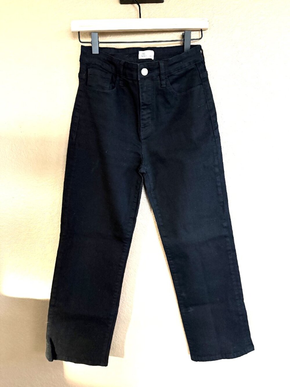 Fine Print Wyatt High Rise Straight Jeans 27P Petite Black